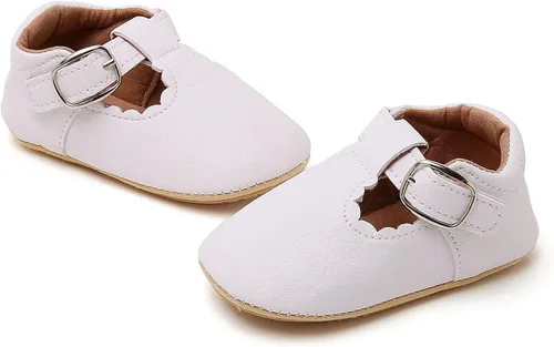 Miniatura 4 de Zapatos planos Mary Jane para bebés y niñas, con suela suave antideslizante, zapatos con estampado de vestido de princesa recién nacida
