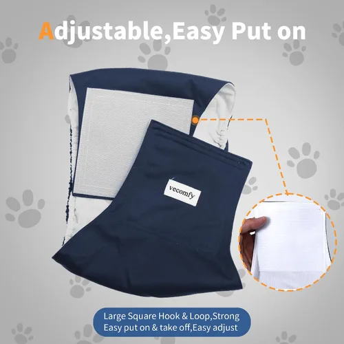 Miniatura 8 de Vecomfy Bandas para el vientre para perros machos (paquete de 5), Envoltura premium lavable reutilizable para vientre de perro mediano a prueba