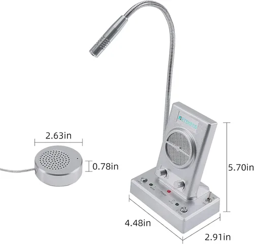 Miniatura 8 de Retekess TW102 Intercomunicador de ventana, sistema de intercomunicación, micrófono de 8 M, micrófono inalámbrico de conexión, altavoz para escuela