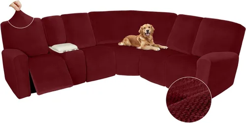Miniatura 321 de Arfntevss Fundas de sofá seccional reclinable de terciopelo, Funda de sofá seccional de esquina para sofá reclinable, Funda elástica suave