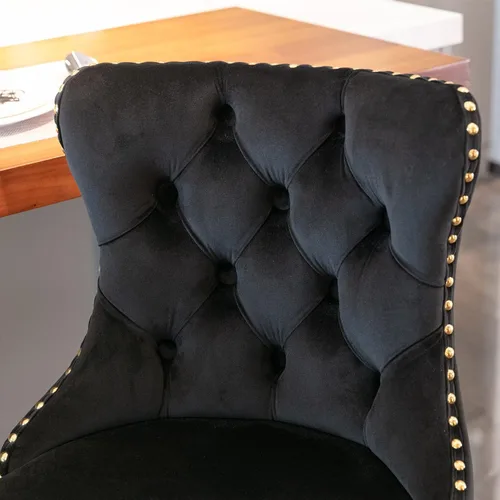 Miniatura 6 de Taburetes de bar giratorios de terciopelo dorado, altura del asiento ajustable de 25 a 33 pulgadas, modernos taburetes de bar tapizados
