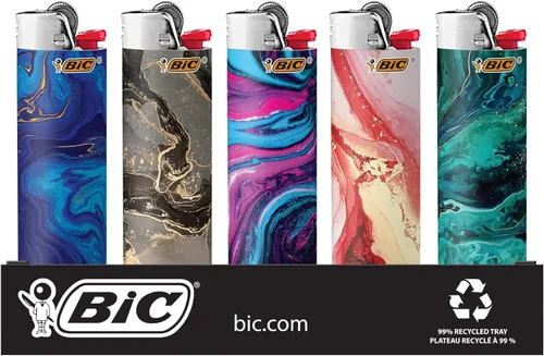 Miniatura 2 de BIC Maxi encendedor de bolsillo, colección de mármol de edición especial, diseños únicos surtidos de encendedores, bandeja de 50