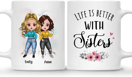 Miniatura 19 de GOSSBY Taza personalizada (2 Sisters) ¡Aparentemente somos problemas cuando estamos juntos, quién sabía! Taza personalizada para mejor amiga