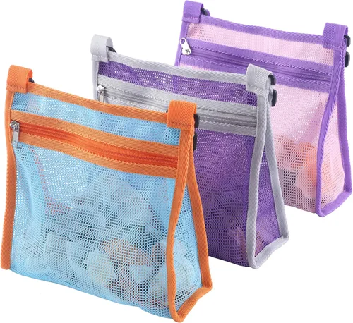Miniatura 9 de LEAFOREST Bolsa de playa grande con cremallera, bolsa de malla ligera para juguetes de arena de piscina