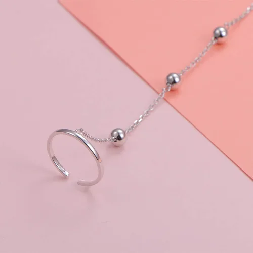 Miniatura 5 de Juego de cadena ajustable de plata de ley S925 para mujer, Circonita cúbica