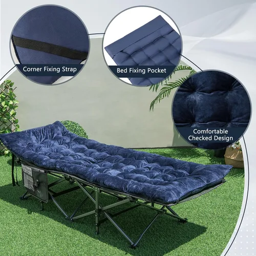 Miniatura 3 de Giantex Almohadilla para cuna de campamento, 75 x 27.5 x 3 pulgadas, cojín reclinable con 4 correas de fijación, cojín grueso para silla de descanso