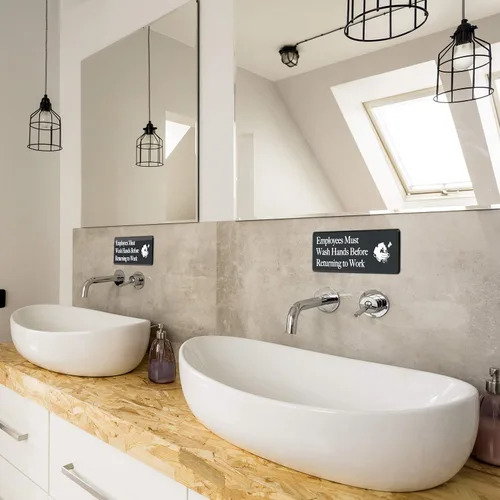 Miniatura 4 de Cartel de "Employees Must Wash Hands", paquete de 3, 3 x 9 pulgadas, perfecto para paredes, puertas o fregaderos en servicio de alimentos, baños