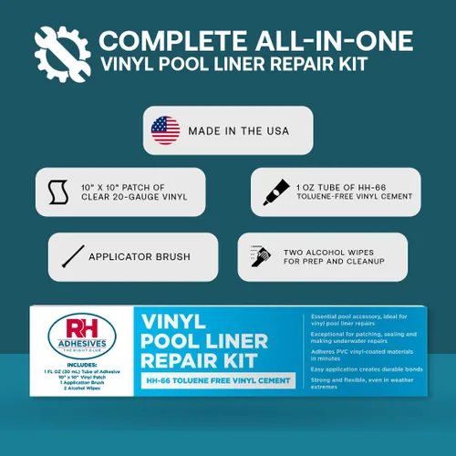 Miniatura 2 de Kit de reparación de revestimiento de piscina de vinilo - Kit de reparación de parches de piscina con cemento de vinilo HH-66 TF - Kit de reparación