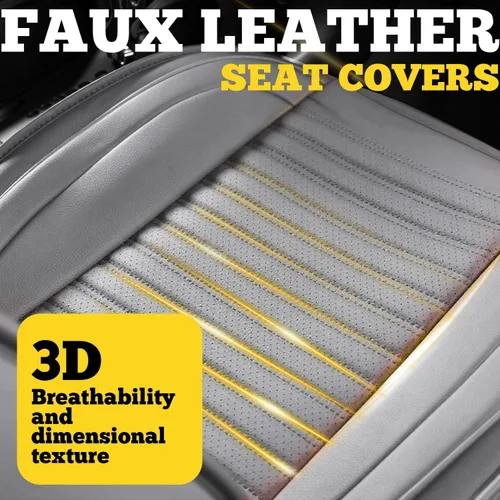 Miniatura 7 de LINGVIDO Fundas de asiento de automóvil, transpirables e impermeables, de piel sintética, fundas para asiento de automóvil, SUV, camioneta, sedán