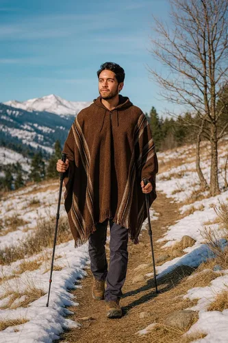 Miniatura 30 de Gamboa Poncho de alpaca para hombre Pancho mexicano con capucha vaquero y ponchos occidentales manta para adultos