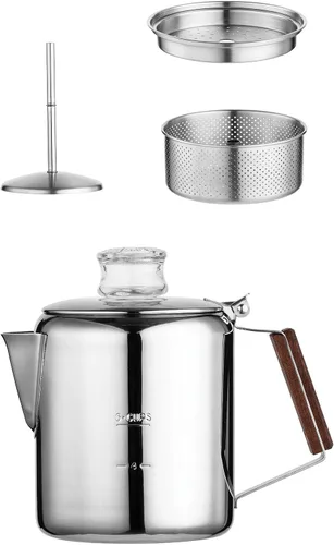Miniatura 2 de Fox Run Rapid Brew - Percolador de café para estufa de acero inoxidable, 2-6 tazas