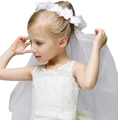 Miniatura 2 de Corona de flores con velo para niñas, ideal para eventos como bodas