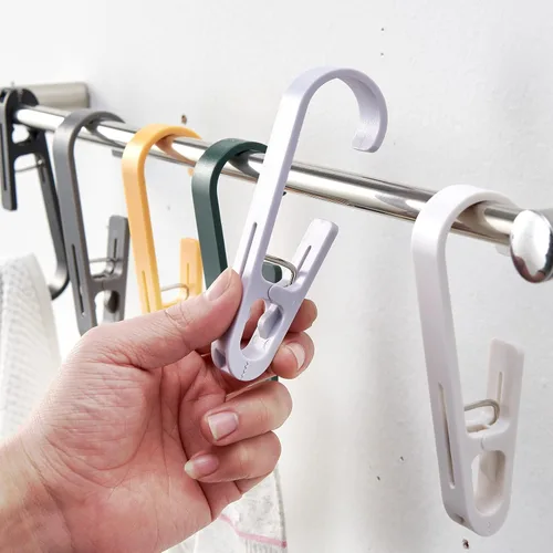 Pinzas Grandes para Ropa Clips para Toallas, 4 Piezas Pinzas Multiusos para Ropa con Gancho, Colgador de Ropa de Plástico Resistente. Gancho en S