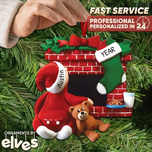 Miniatura 2 de Adorno personalizado para árbol de Navidad 2024 – Adorno de Navidad de la segunda Navidad de Papá Noel 2024 esperando para árbol de Navidad, adorno