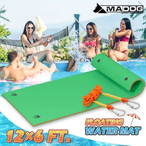 Miniatura 10 de MADOG - Alfombra de agua flotante para exteriores, para adultos, flotadores gigantes de piscina de 12 pies/18 pies para piscina, lago y océano, 3