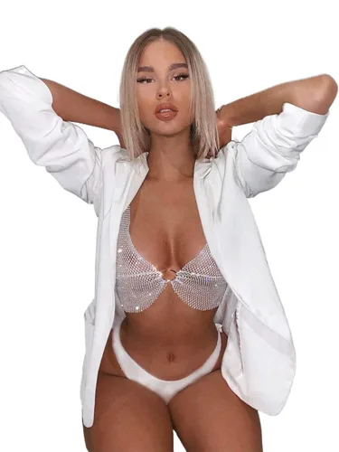 Miniatura 8 de Barode Cadena sexy con diamantes de imitación para el cuerpo cadena de bikini de playa sujetador de cadena de bikini para fiestas y fiestas