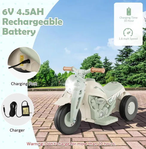 Miniatura 6 de Honey Joy Motocicleta de juguete, motocicleta para niños pequeños de 6 V con burbujas, luz LED, música, pedal de pie, adelante/atrás, motocicleta