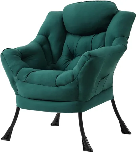 Miniatura 28 de Tiita - Sillón reclinable con otomana, grande, moderno, silla de ocio, de lectura, con reposapiés, para dormitorio, sala de estar, dormitorios, Gris