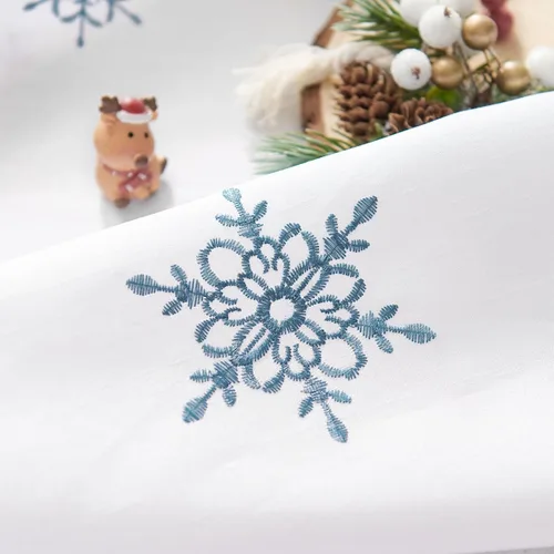 Miniatura 3 de JINCHAN Cortinas de copo de nieve de Navidad para sala de estar y dormitorio, cortinas bordadas azules y blancas, 84 pulgadas de largo (213.36 cm)