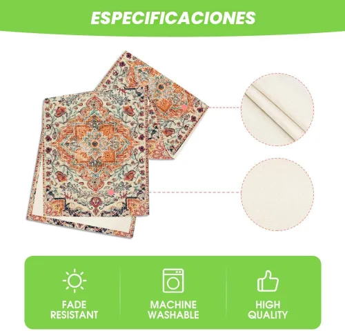 Miniatura 5 de Artoid Mode Camino de Mesa Estilo Boho Bohemia Naranja, Decoración Mágica de Otoño para Cocina y Comedor de Estilo Rústico y Granja, para Decoración
