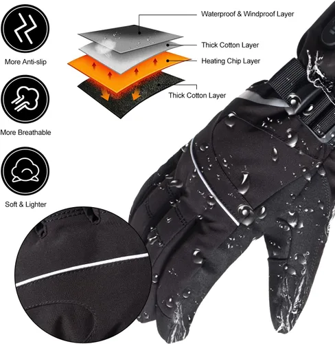 Miniatura 3 de SNOW DEER Guantes térmicos para hombres y mujeres, guantes eléctricos con batería recargable calentados de mano para motocicleta, ciclismo, caza