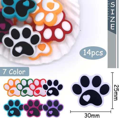 Miniatura 2 de YOKUSHI 14 cuentas focales de silicona para bolígrafos, llaveros y más, 0.98 x 1.18 pulgadas, 3D cóncavo-convexo, sin BPA, con forma de perro gato