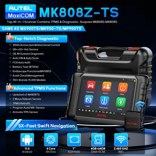 Miniatura 2 de Autel Escáner MaxiCOM MK808Z-TS, herramienta de programación TPMS con escaneo de diagnóstico de todos los sistemas, igual que MX808S-TS MK808S-TS