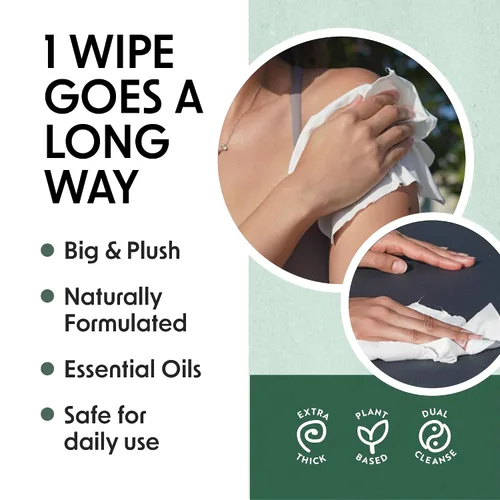 Miniatura 6 de Wipex Embody Body Wipes - Paño grande a base de plantas con aceite de árbol de té para una limpieza rápida, ideal para atletas, yoga, gimnasio