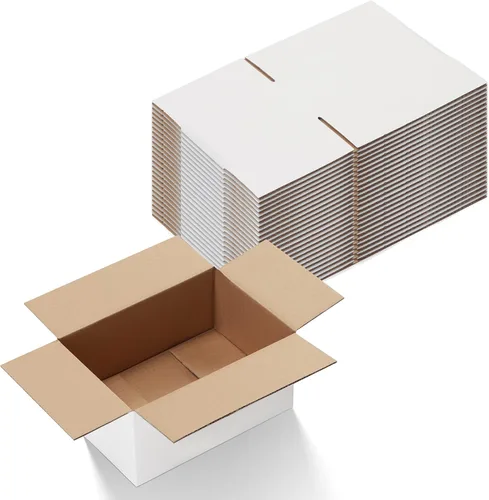 Miniatura 14 de Calenzana Juego de 40 Cajas de Envío 8x6x6, Caja de Cartón Corrugado Blanco para Envío, Embalaje de Regalos, Pequeña Empresa