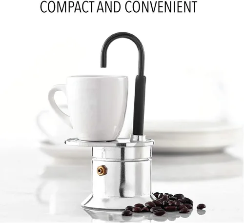 Miniatura 9 de Tnfeeon Sliver de aleación de aluminio de un solo tubo de 1.7 fl oz, cafetera italiana con boquilla para estufa, disfruta de un delicioso café