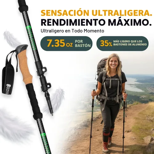 Miniatura 5 de 100% Carbon Fiber Trekking Poles by USA Brand - Ultra Strong Lightweight Collapsible Hiking Poles with Cork and EVA Foam Grips & Quick Adjustable