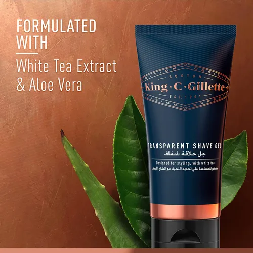 Miniatura 5 de King C. Gillette Gel de afeitado transparente para hombre con té blanco y aceite de argán, 5 onzas (paquete de 2)