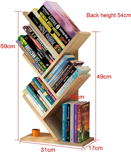 Miniatura 2 de Estantería de árbol de 4 niveles, estantería de pie para libros que ahorra espacio, estante organizador de almacenamiento de revistas, estante