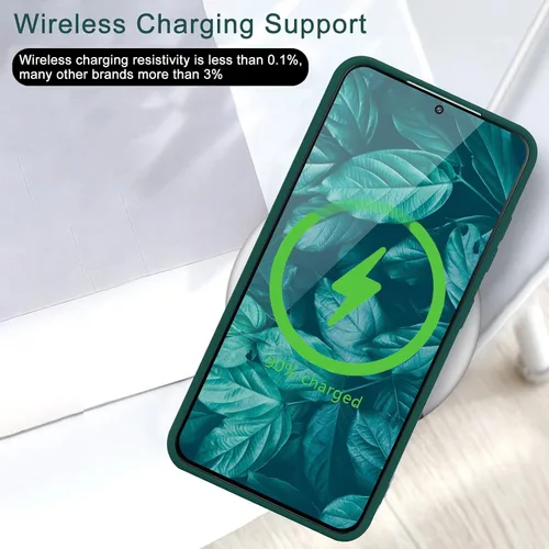 Miniatura 5 de Wirvyuer Funda para Samsung Galaxy S22, bonita funda delgada a prueba de golpes con soporte de carga inalámbrica y protección, verde