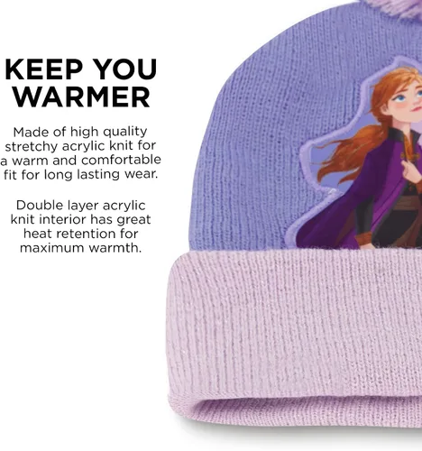 Miniatura 4 de Disney Conjunto de sombrero de invierno Frozen para niñas y guantes para niños gorro Elsa y Anna para edades de 4 a 7 años