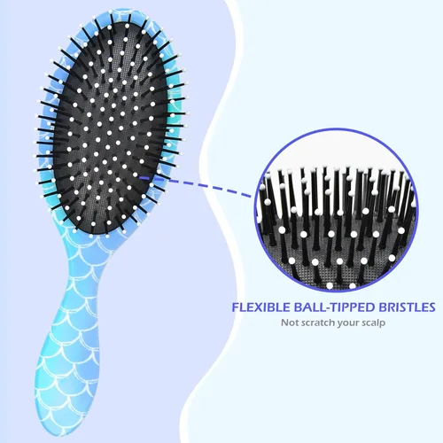 Miniatura 5 de Cepillo de pelo para niñas y niños pequeños, cepillo desenredante para cabello rizado y grueso, sin dolor, peine para niñas y mujeres, unicornio