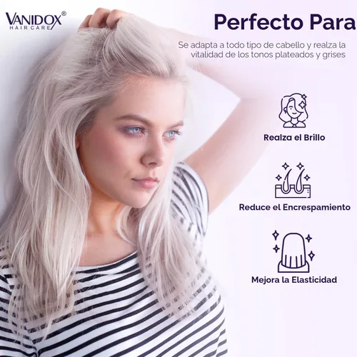 Miniatura 5 de VANIDOX - Juego de champú y acondicionador tonificante púrpura sin sulfato para cabello gris y plateado, hidratante y protector del color, mejora