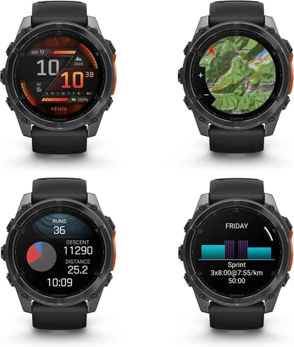 Miniatura 3 de Garmin Fenix 8 AMOLED Premium Multisport GPS Smartwatch gris pizarra con banda de silicona negra, linterna LED incorporada, paquete de reloj
