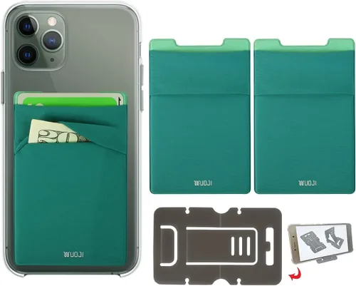 Miniatura 16 de Cartera para tarjetas de teléfono con bloqueo RFID, doble bolsillo seguro, ultradelgada, autoadhesiva, funda para tarjetas de crédito, calcomanía