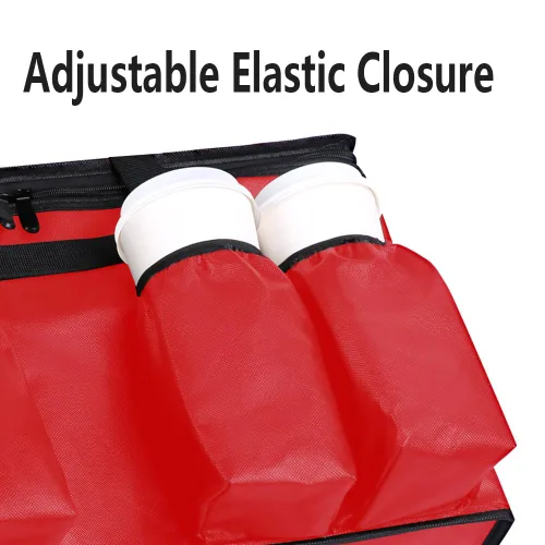 Miniatura 5 de musbus Bolsa aislada para entrega de alimentos con portavasos/portadores de bebidas Premium XXL, ideal para bebidas, comestibles, pizza, calidad Rojo