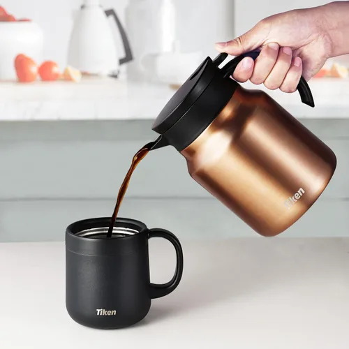 Miniatura 6 de Tiken Servidor de café, jarra térmica de café de 27 onzas líquidas (27.1 fl oz), jarras de café al vacío con aislamiento de acero inoxidable