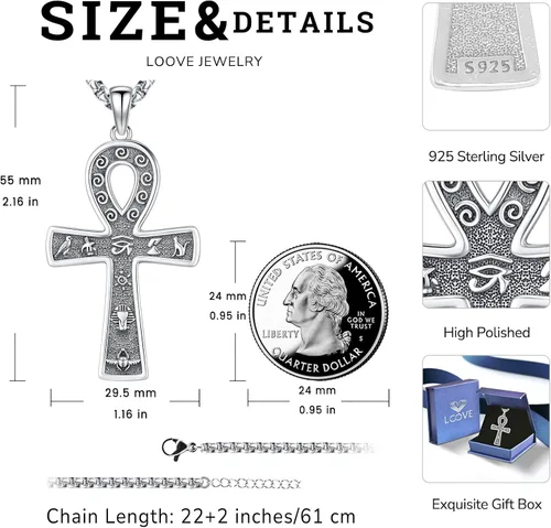 Miniatura 105 de Collar de pentagrama de plata de ley con triple luna, diosa celta, nudo celta, nudo de brujas, Ankh, sol y luna, Hécate, lilith, Santa Muerte