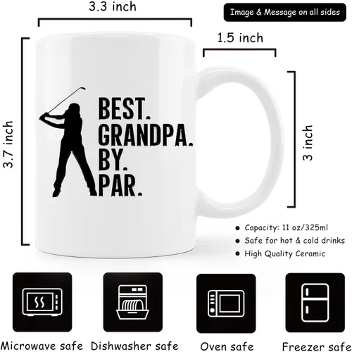 Miniatura 6 de Taza de café Best Grandpa By Par, Día del Padre, Navidad, cumpleaños, regalos para abuelo, golfista taza de café de 11 onzas