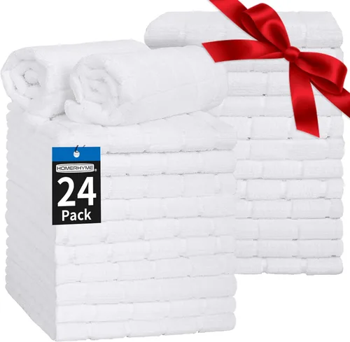 Toallas de mano para baño, paquete de 24 toallas de mano de baño de microfibra de 25 x 15 pulgadas, de secado rápido, sin pelusas, suaves, Blanco