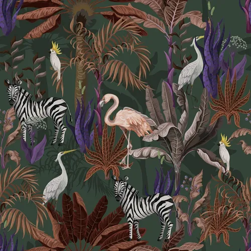 Miniatura 12 de CRE8TIVE Papel tapiz de animales de tigre y leopardo, hojas exóticas de selva tropical, papel tapiz de despegar y pegar, papel tapiz de 12 x 118