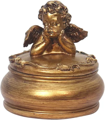 S-MANTIS Linda caja de mini anillos vintage pintada a mano con forma de ornamento redondo antiguo pequeños aretes organizadores de baratijas caja de