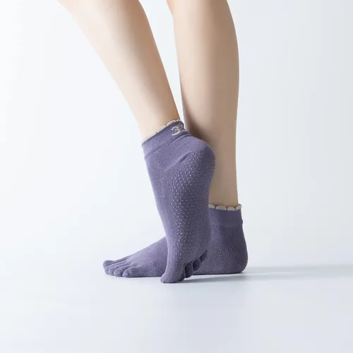 Miniatura 42 de Calcetines de yoga con dedos de pilates con empuñaduras para mujer, antideslizantes, acolchados, florales, calcetines tobilleros para baile de ballet