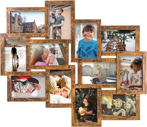J.M.Deco Marcos de Fotos Collage de 12 Aberturas Reunión Amigos Familia Memoria Marcos de Fotos para Decoración de Pared Marco de Fotos Selfie