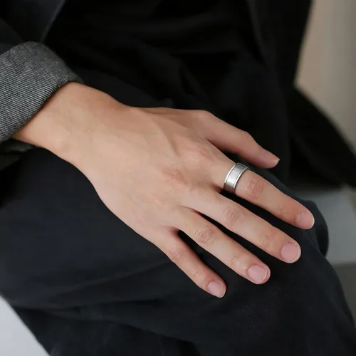 Miniatura 9 de Anillos giratorios para la ansiedad para hombre, de 0.315 in, de acero inoxidable, para hombres y mujeres, alivio de la ansiedad, acabado cepillado