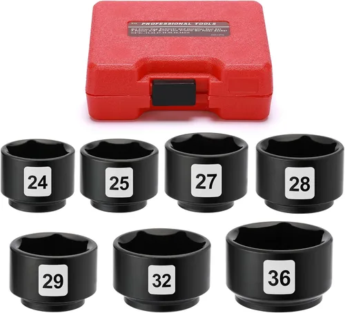 Mayouko Juego de llaves de filtro de aceite de perfil bajo, 7 piezas, 3/8 pulgadas, kit de herramientas de extracción e instalación, 0.945 in, 0.984